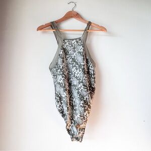 Free People Intimately Bodysuit Moss Green Night Out Snakeskin Small